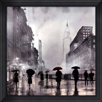 Framed New York Red Umbrella Print