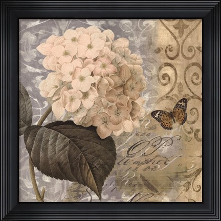 Framed Flowers Butterfly I Print