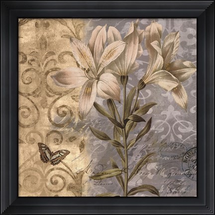 Framed Flowers Butterfly II Print