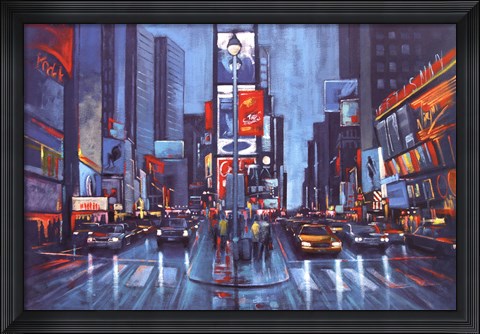 Framed Times Square Blue Print
