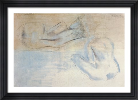 Framed Two Figures by the Sea Print