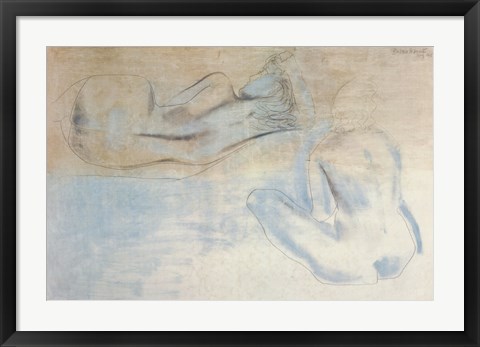 Framed Two Figures by the Sea Print