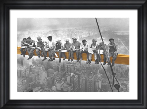 Framed Lunch Atop A Skyscraper. Print
