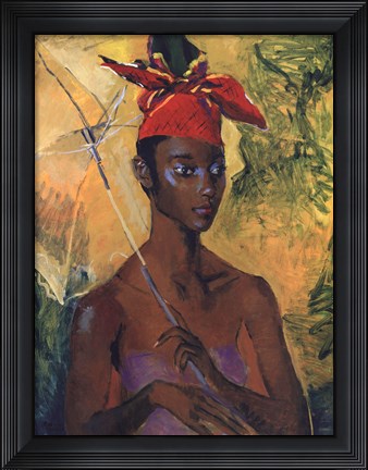 Framed Woman with Parasol Print
