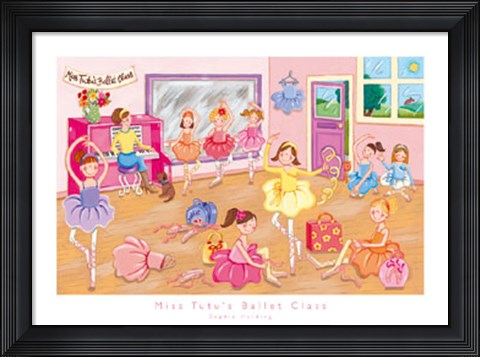 Framed Miss Tutu&#39;s Ballet Class Print