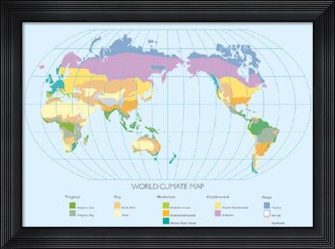 Framed World Climate Map Print