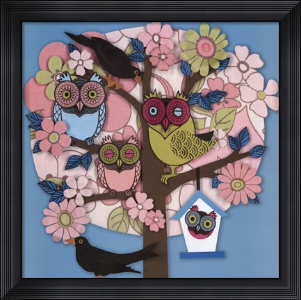 Framed Summer Owl Tree Print