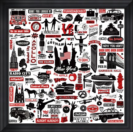 Framed New York In A Nutshell Print
