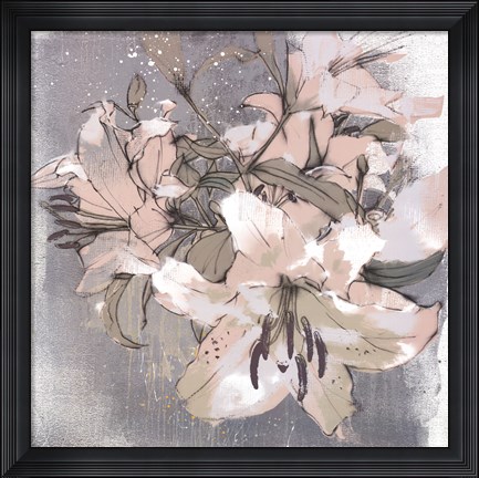 Framed Painted Lilies I Print