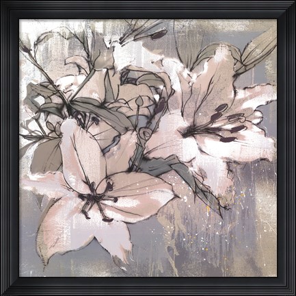 Framed Painted Lilies II Print