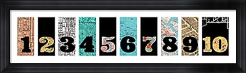 Framed Number Map I Print