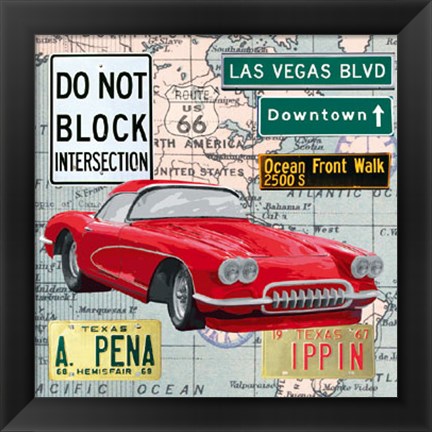 Framed Cruising USA I Print