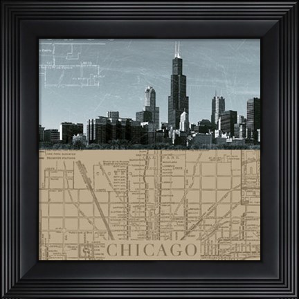 Framed Chicago Map I Print