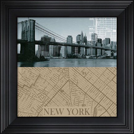 Framed NYC Map I Print