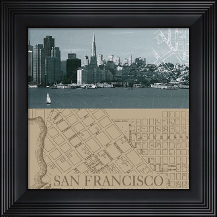 Framed San Francisco Map I Print