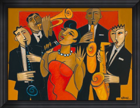 Framed Diva and her Horn Section Print
