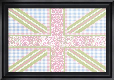 Framed Union Jack, Blue, Green and Pink Print