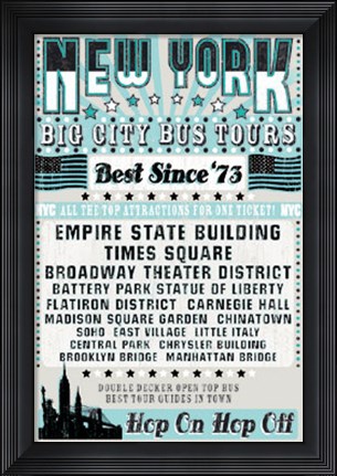 Framed New York Tours &#39;73 Print