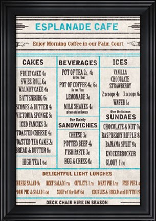 Framed Vintage Cafe Menu Print