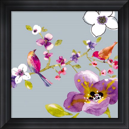 Framed Blossom Birds II Print