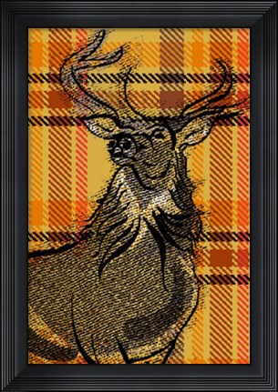 Framed Plaid Stag Print
