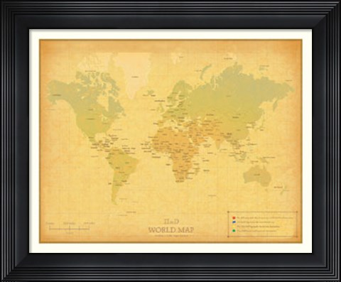 Framed Retro Travel Map Print