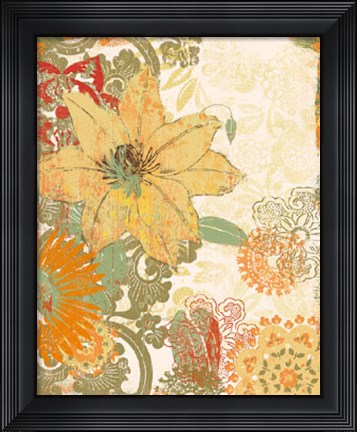 Framed Folk Flower I Print