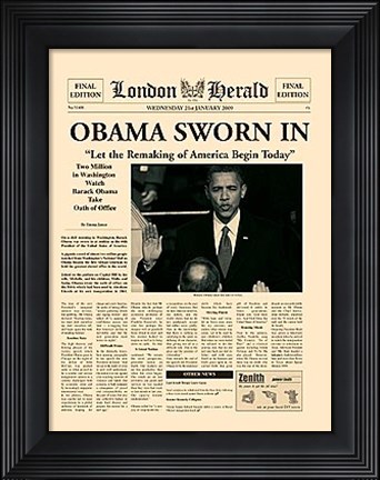 Framed Obama Sworn In Print