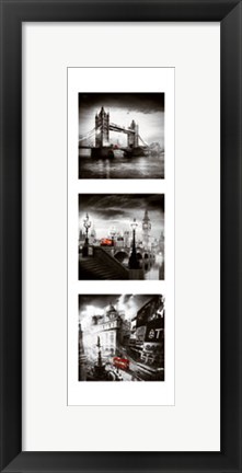 Framed London Bus Triptych I Print