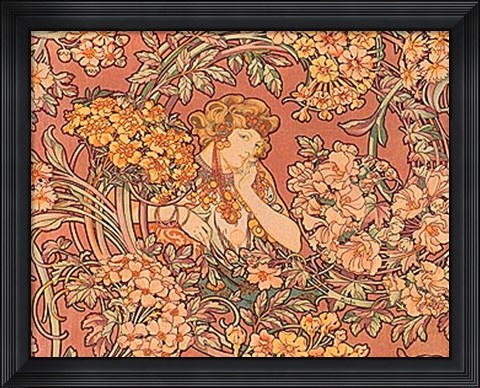 Framed Redhead Among Flowers Print