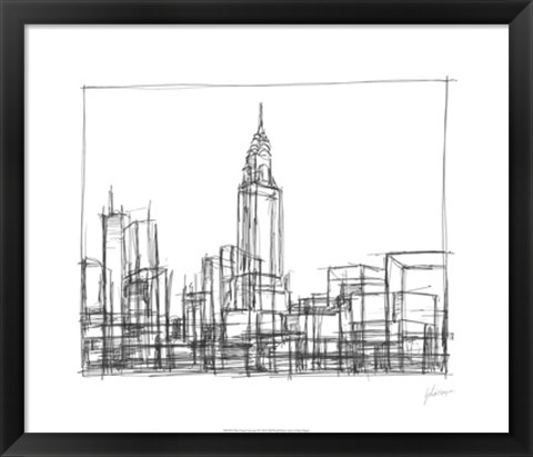 Framed Wire Frame Cityscape II Print