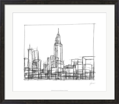 Framed Wire Frame Cityscape II Print