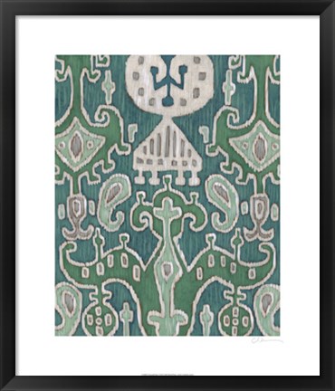 Framed Emerald Ikat I Print