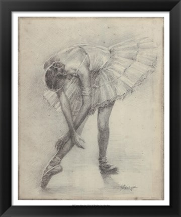 Framed Antique Ballerina Study II Print