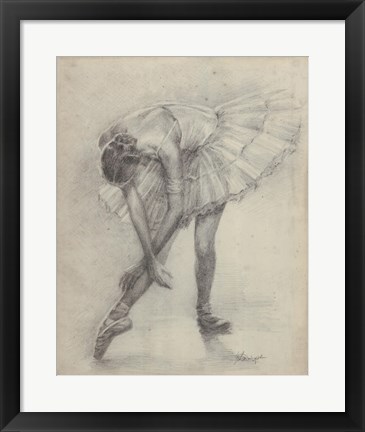 Framed Antique Ballerina Study II Print