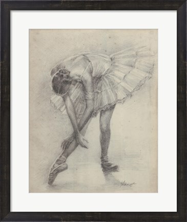 Framed Antique Ballerina Study II Print