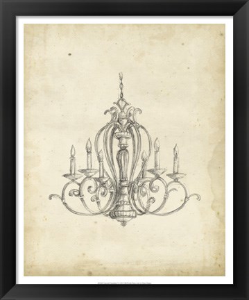 Framed Classical Chandelier I Print