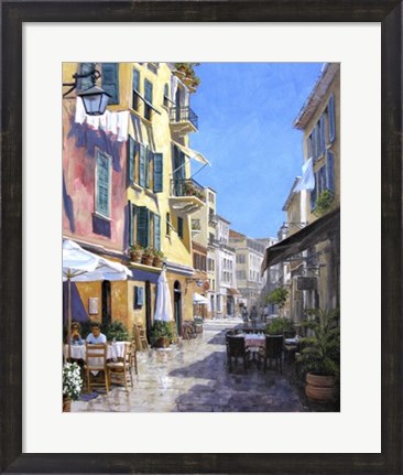 Framed Sunny Street in Portofino Print