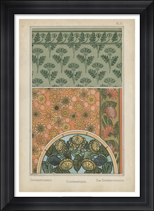 Framed Nouveau Floral Design I Print
