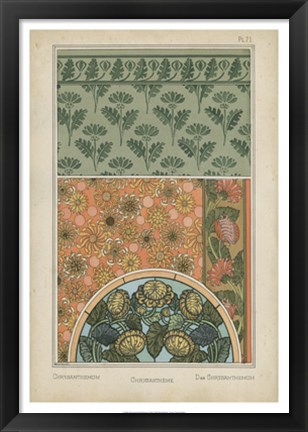Framed Nouveau Floral Design I Print