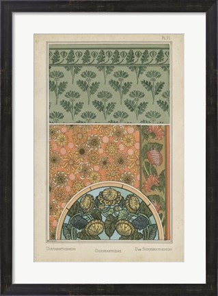 Framed Nouveau Floral Design I Print