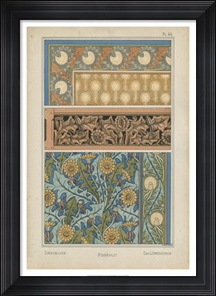 Framed Nouveau Floral Design II Print