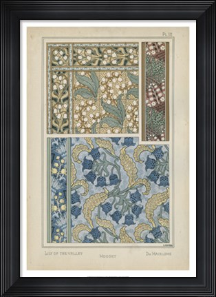 Framed Nouveau Floral Design V Print