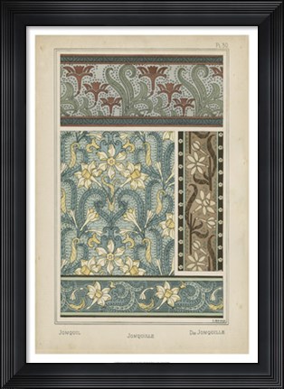 Framed Nouveau Floral Design VI Print