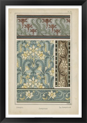 Framed Nouveau Floral Design VI Print