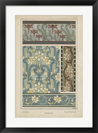 Framed Nouveau Floral Design VI Print