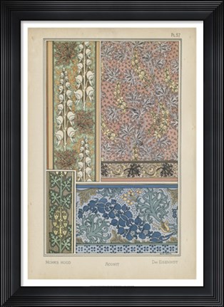 Framed Nouveau Floral Design VIII Print