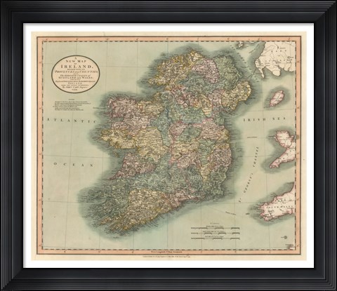 Framed Vintage Map of Ireland Print