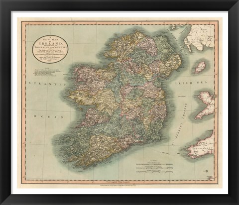Framed Vintage Map of Ireland Print