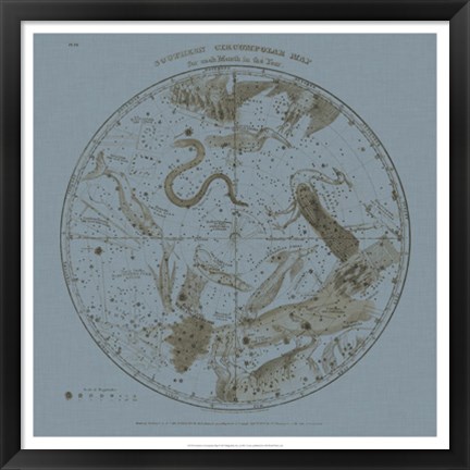 Framed Southern Circumpolar Map Print